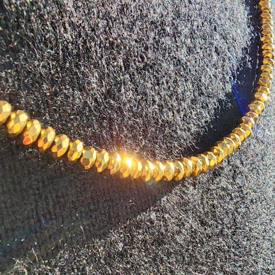 ヘマタイト 磁気 ネックレス ゴールドカラー 着脱簡単 マグネットクラスプ