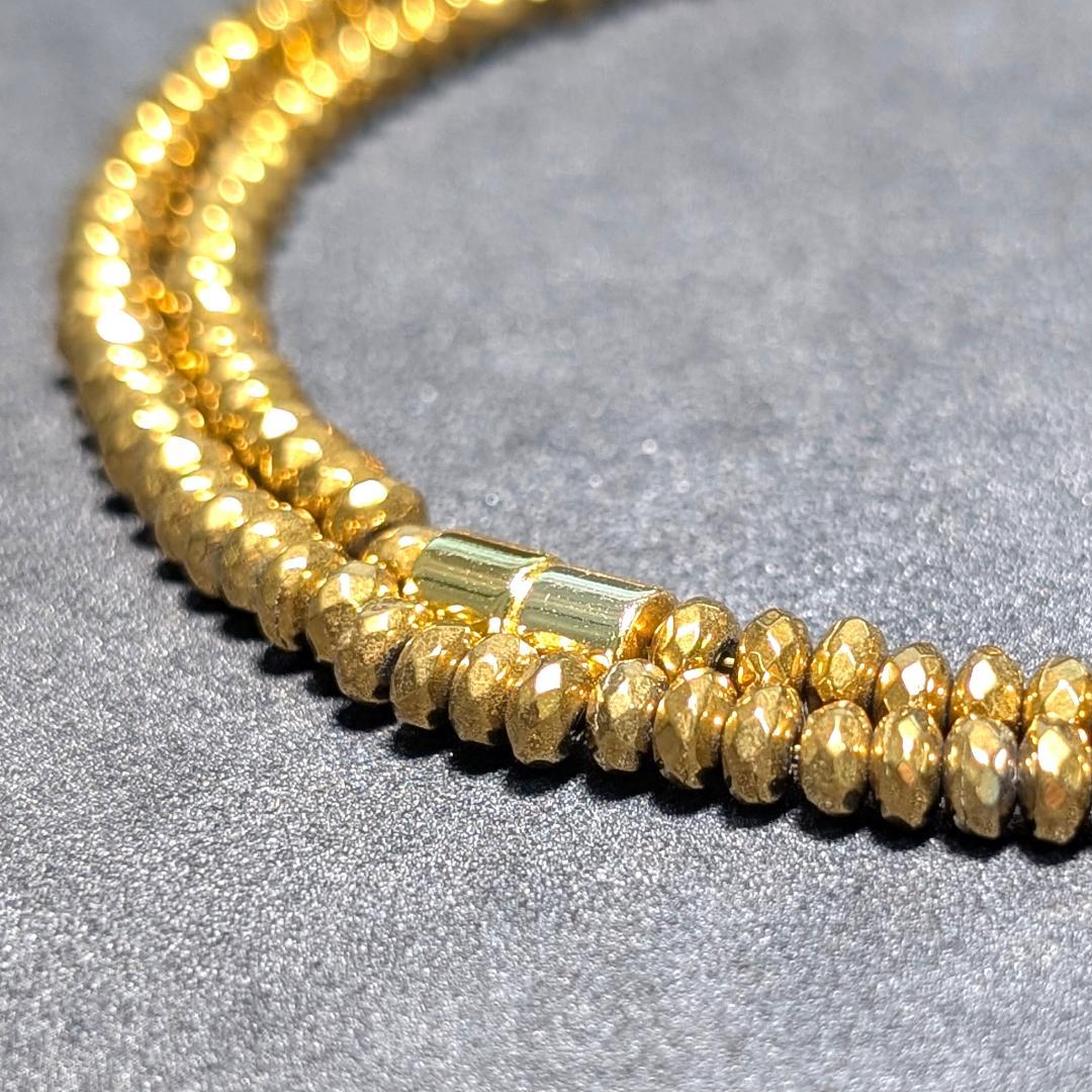 ヘマタイト 磁気 ネックレス ゴールドカラー 着脱簡単 マグネットクラスプ