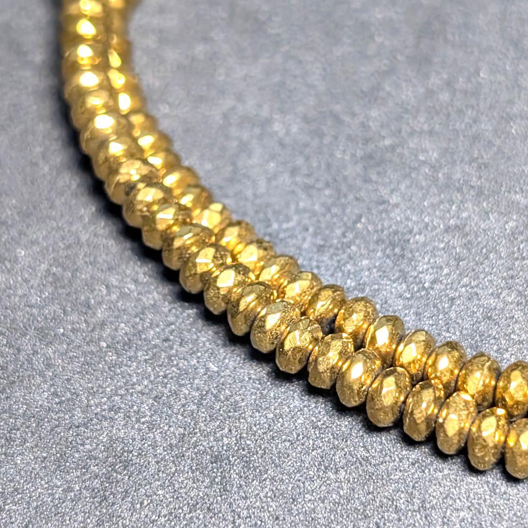 ヘマタイト 磁気 ネックレス ゴールドカラー 着脱簡単 マグネットクラスプ