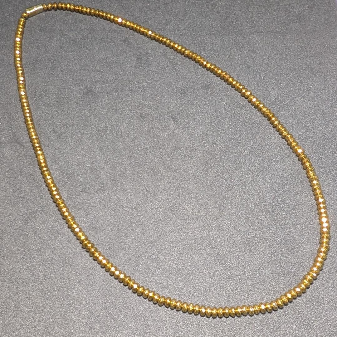 ヘマタイト 磁気 ネックレス ゴールドカラー 着脱簡単 マグネットクラスプ