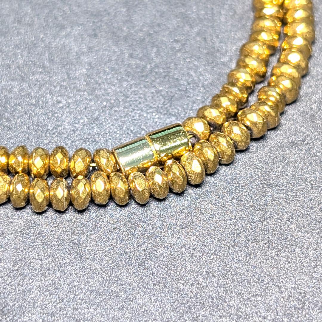 ヘマタイト 磁気 ネックレス ゴールドカラー 着脱簡単 マグネットクラスプ