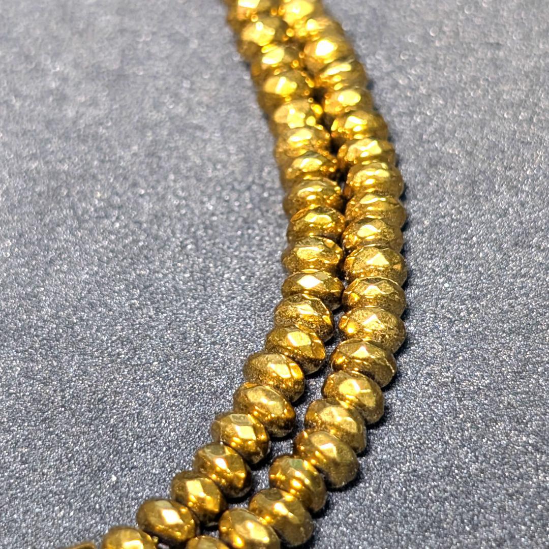 ヘマタイト 磁気 ネックレス ゴールドカラー 着脱簡単 マグネットクラスプ