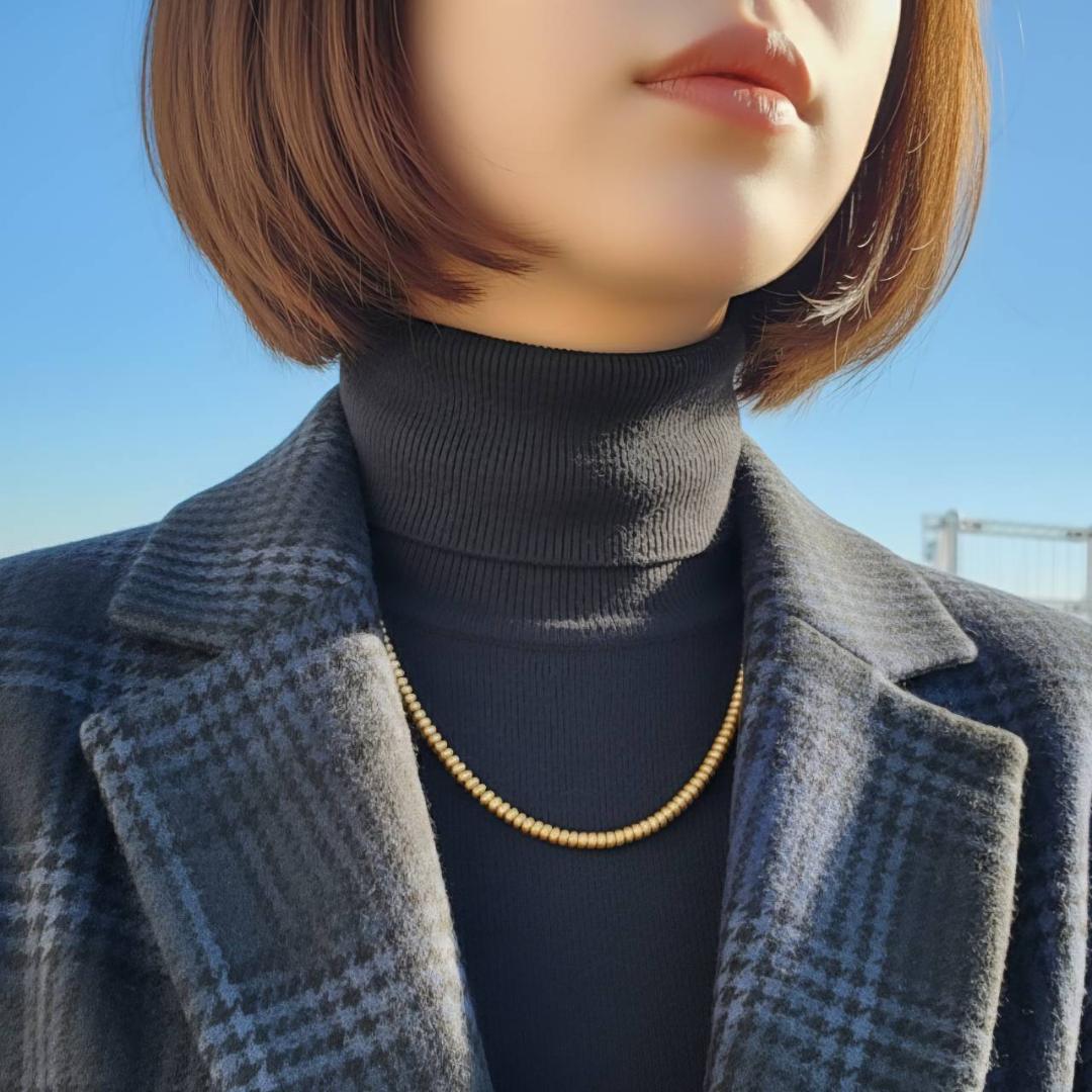 ヘマタイト 磁気 ネックレス ゴールドカラー 着脱簡単 マグネットクラスプ