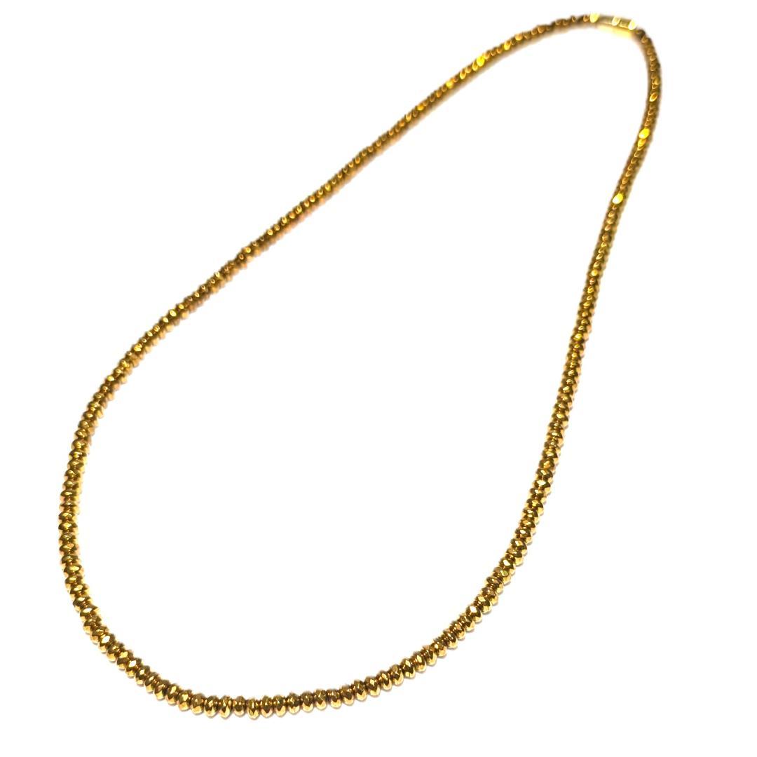 ヘマタイト 磁気 ネックレス ゴールドカラー 着脱簡単 マグネットクラスプ