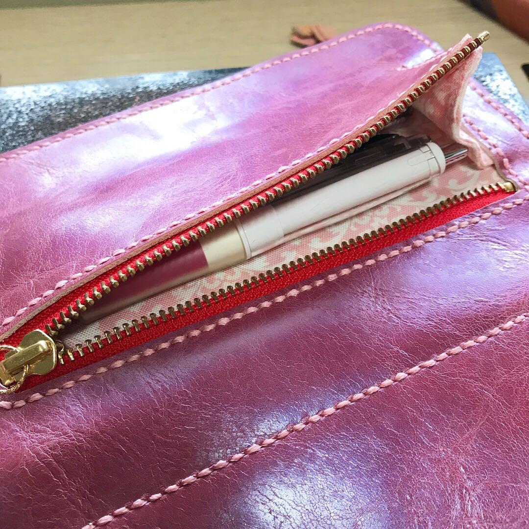 牛革 ワインピンク B6 手帳カバー 封筒型 ペンケース 付 本革 フルカバー