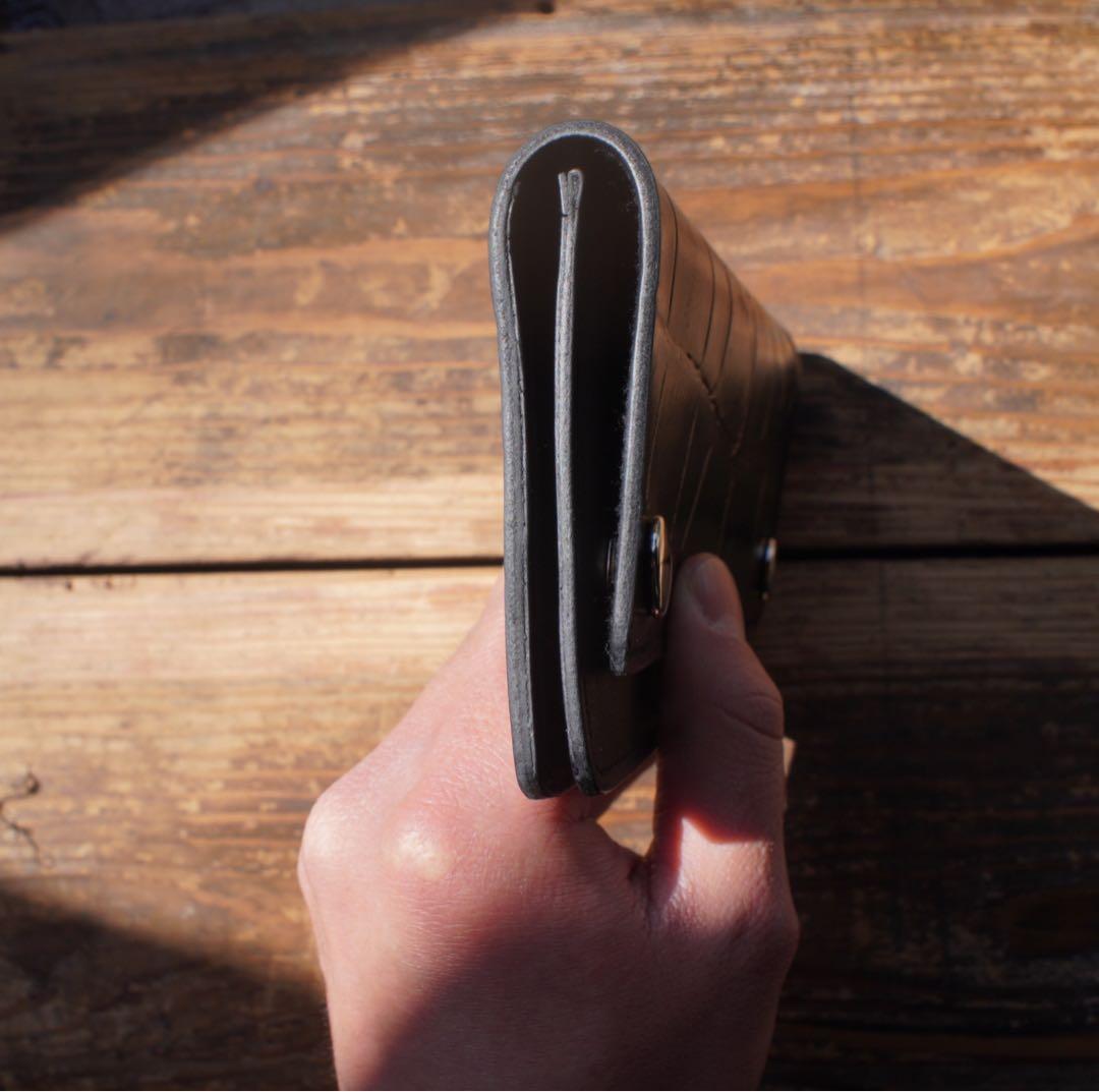 【即納品】トラッカーウォレット ミドル 栃木レザー 2層 シルバー　ハンドメイド