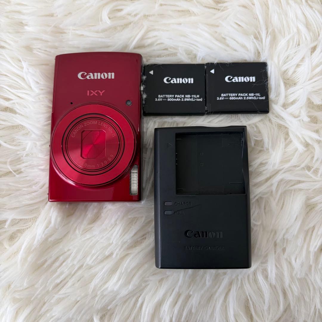 【極美品】Canon IXY 190 レッド デジカメ　充電器・バッテリー２個付