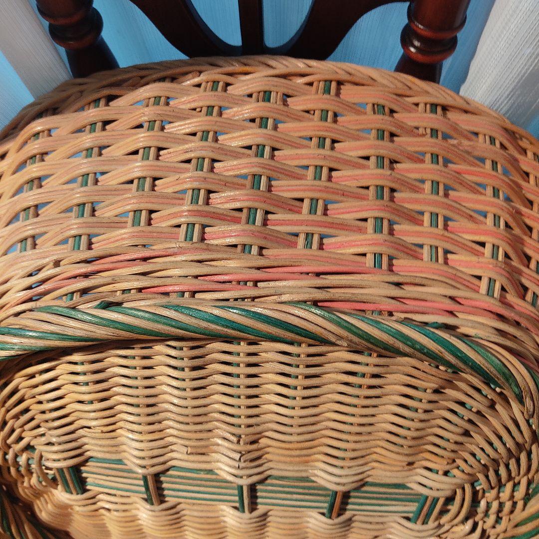 アンティーク　バスケット　楕円　オーバル　籐　　ラタン