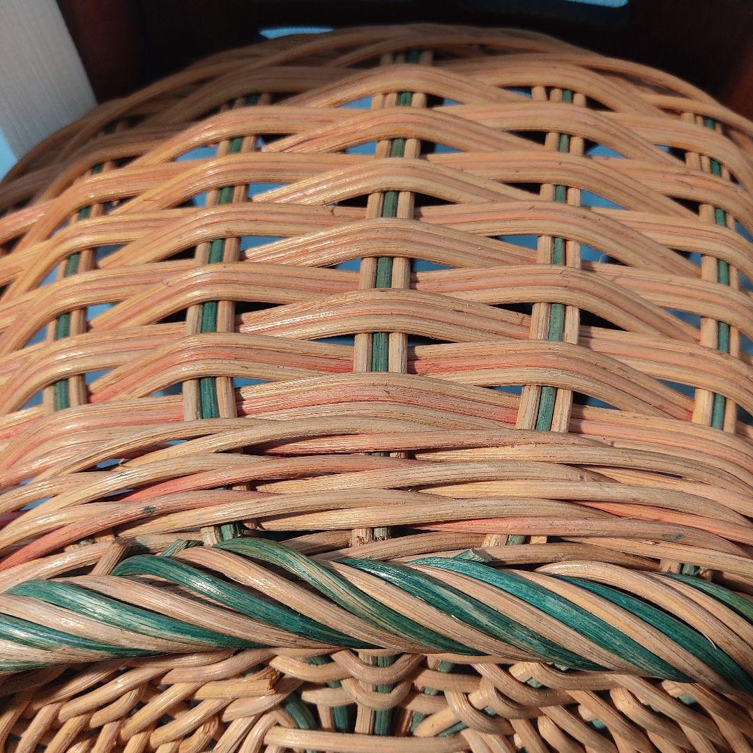 アンティーク　バスケット　楕円　オーバル　籐　　ラタン