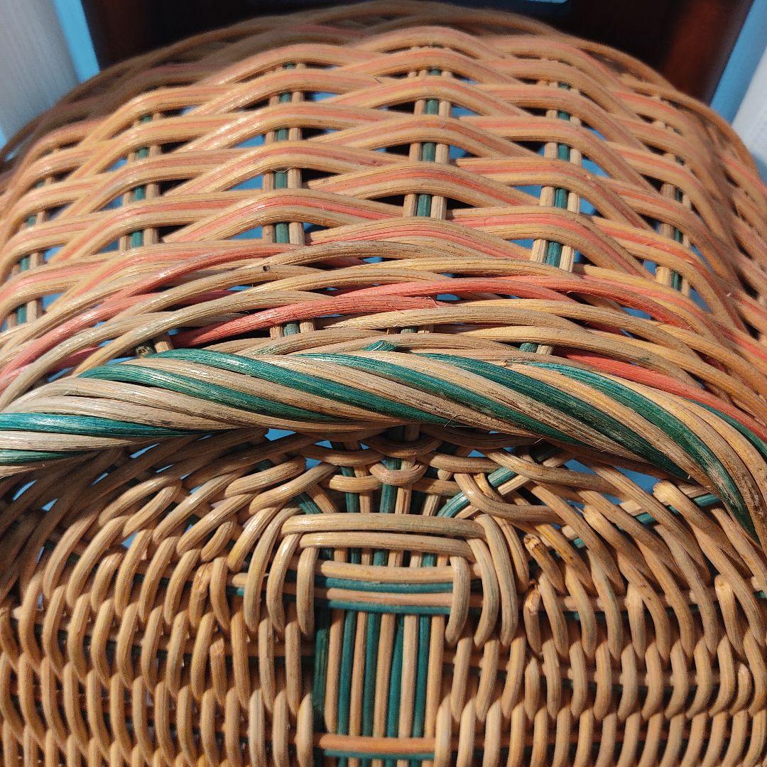 アンティーク　バスケット　楕円　オーバル　籐　　ラタン