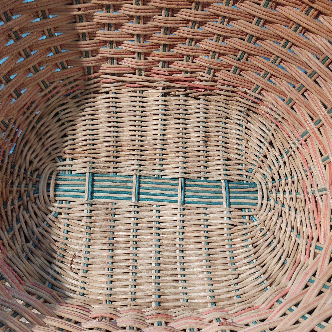 アンティーク　バスケット　楕円　オーバル　籐　　ラタン