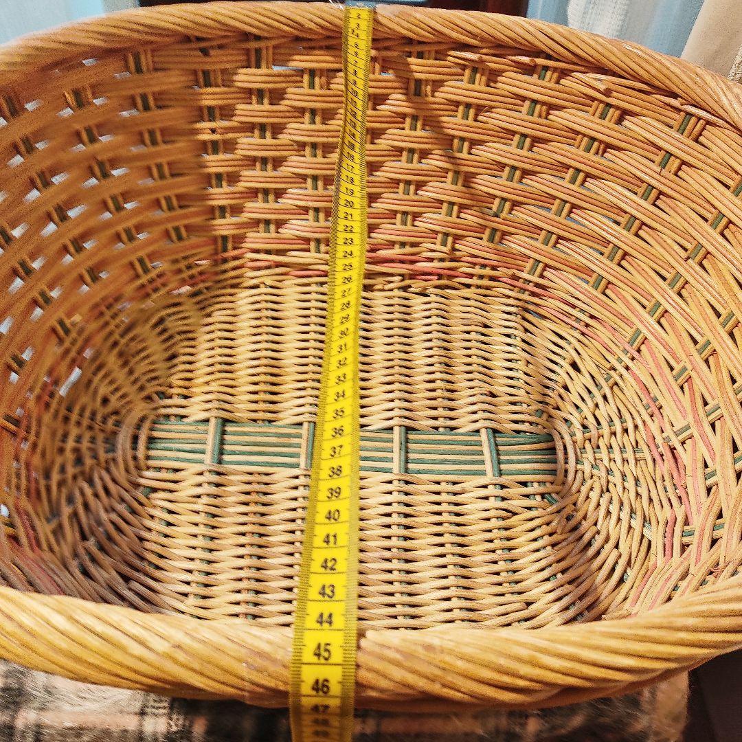 アンティーク　バスケット　楕円　オーバル　籐　　ラタン