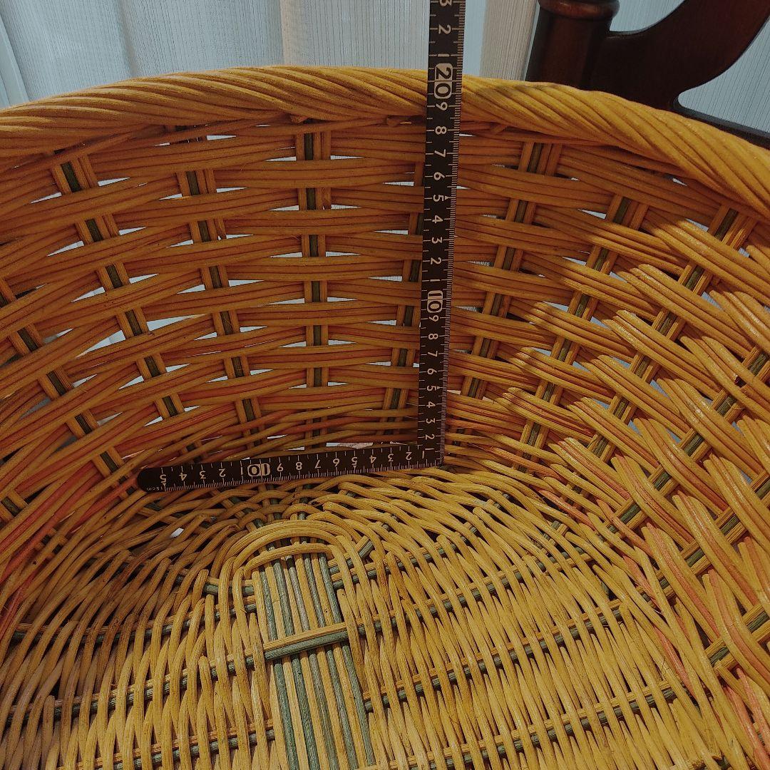 アンティーク　バスケット　楕円　オーバル　籐　　ラタン