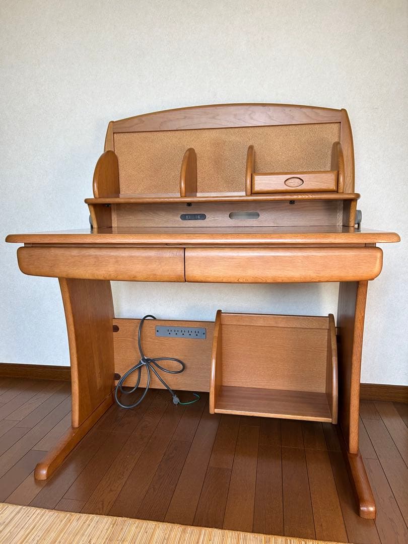 マルニ　天然木　学習机　①机+上棚