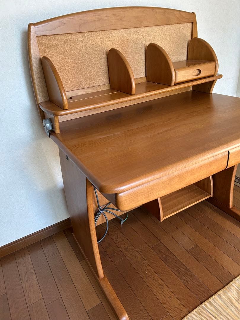 マルニ　天然木　学習机　①机+上棚