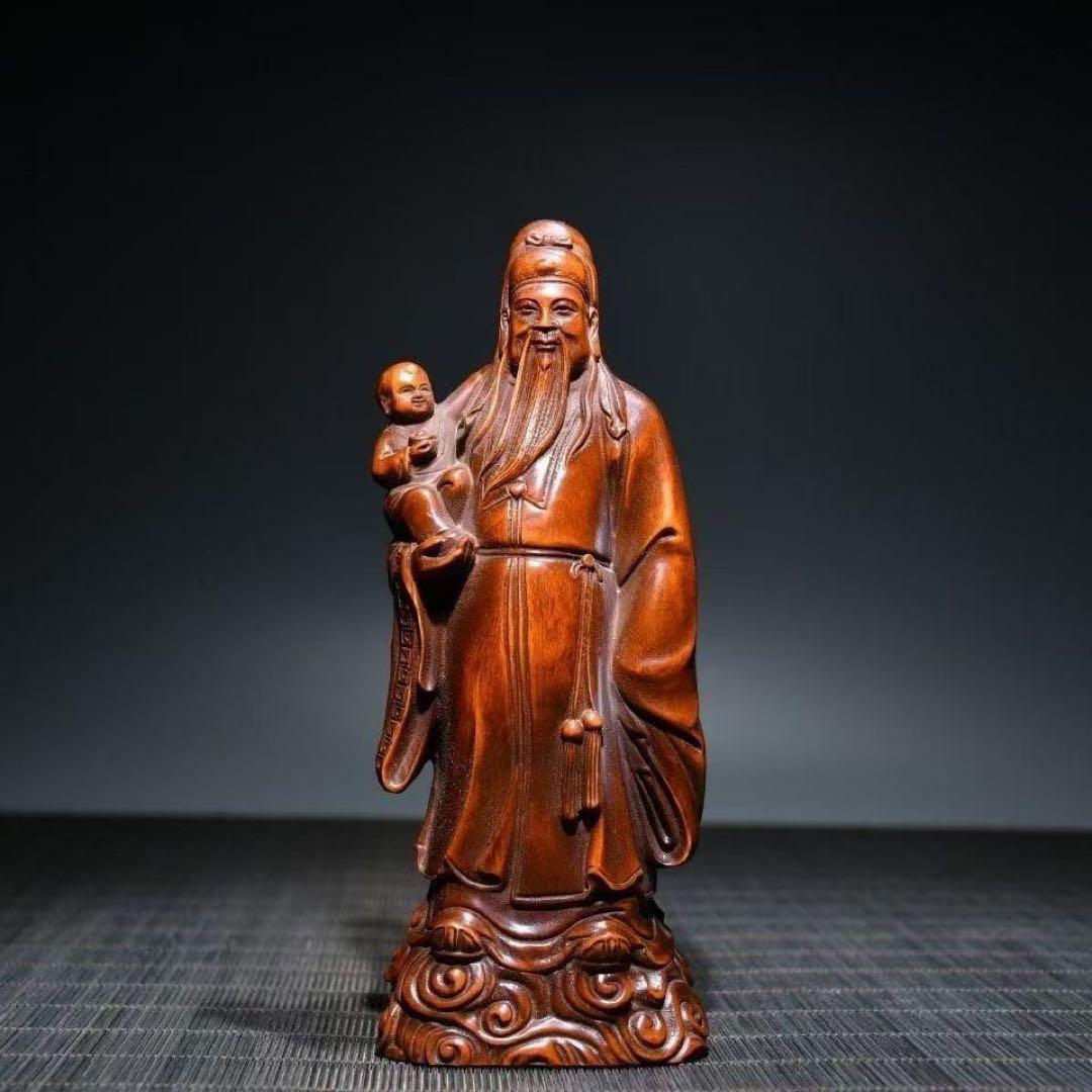 福禄寿 財神 三神セット 木彫風置物 招財進宝 金運アップ 長寿祈願 商売繁盛