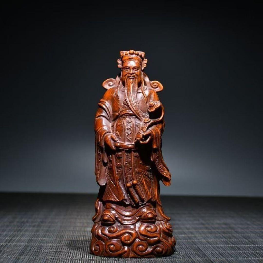 福禄寿 財神 三神セット 木彫風置物 招財進宝 金運アップ 長寿祈願 商売繁盛