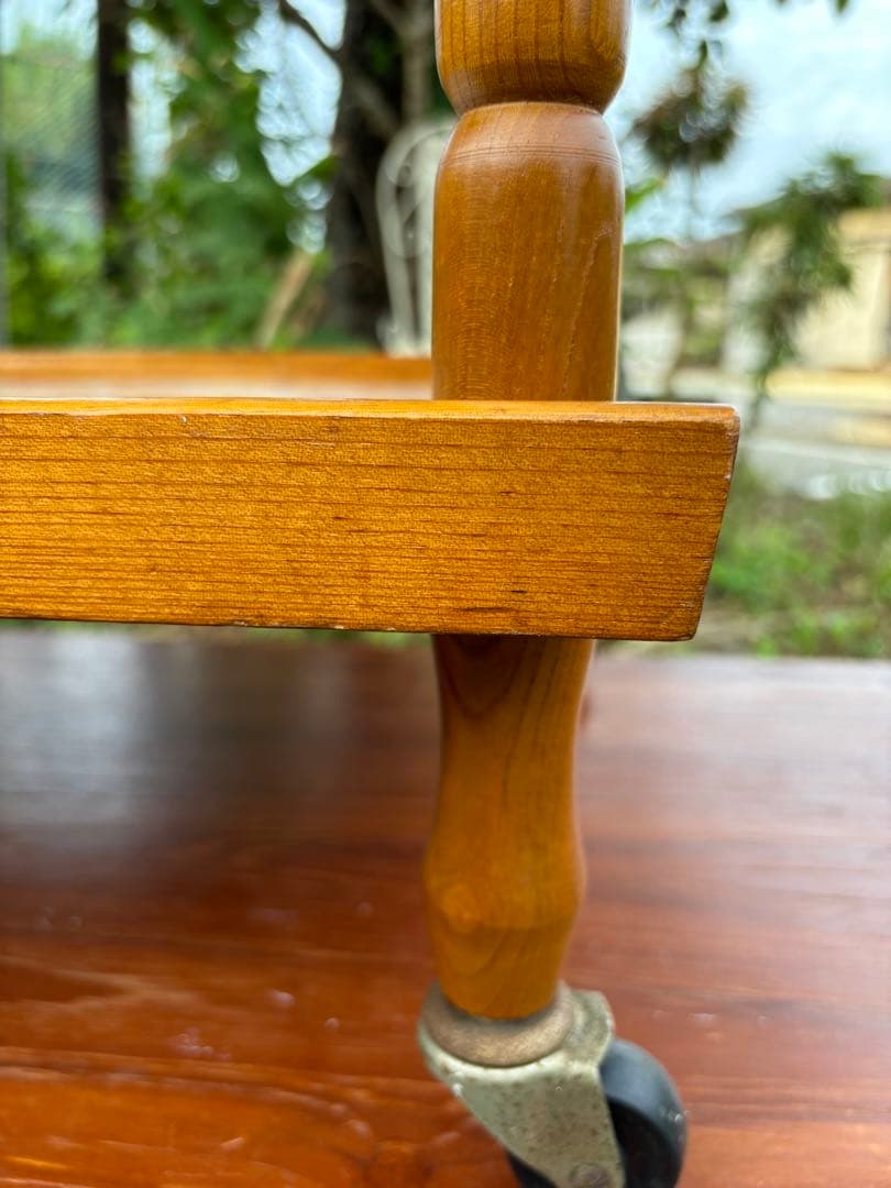 60〜70s 木製 2段式キッチンワゴン トローリーワゴン　花柄 昭和レトロ