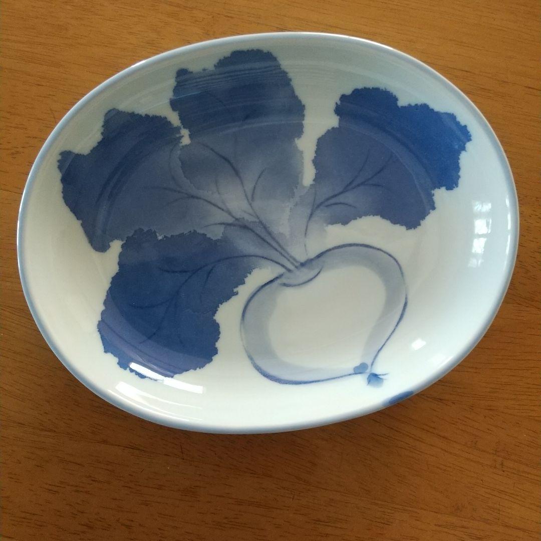 有田焼、其泉窯、賞美堂、布目かぶ絵取り皿、中皿、楕円、５枚セット