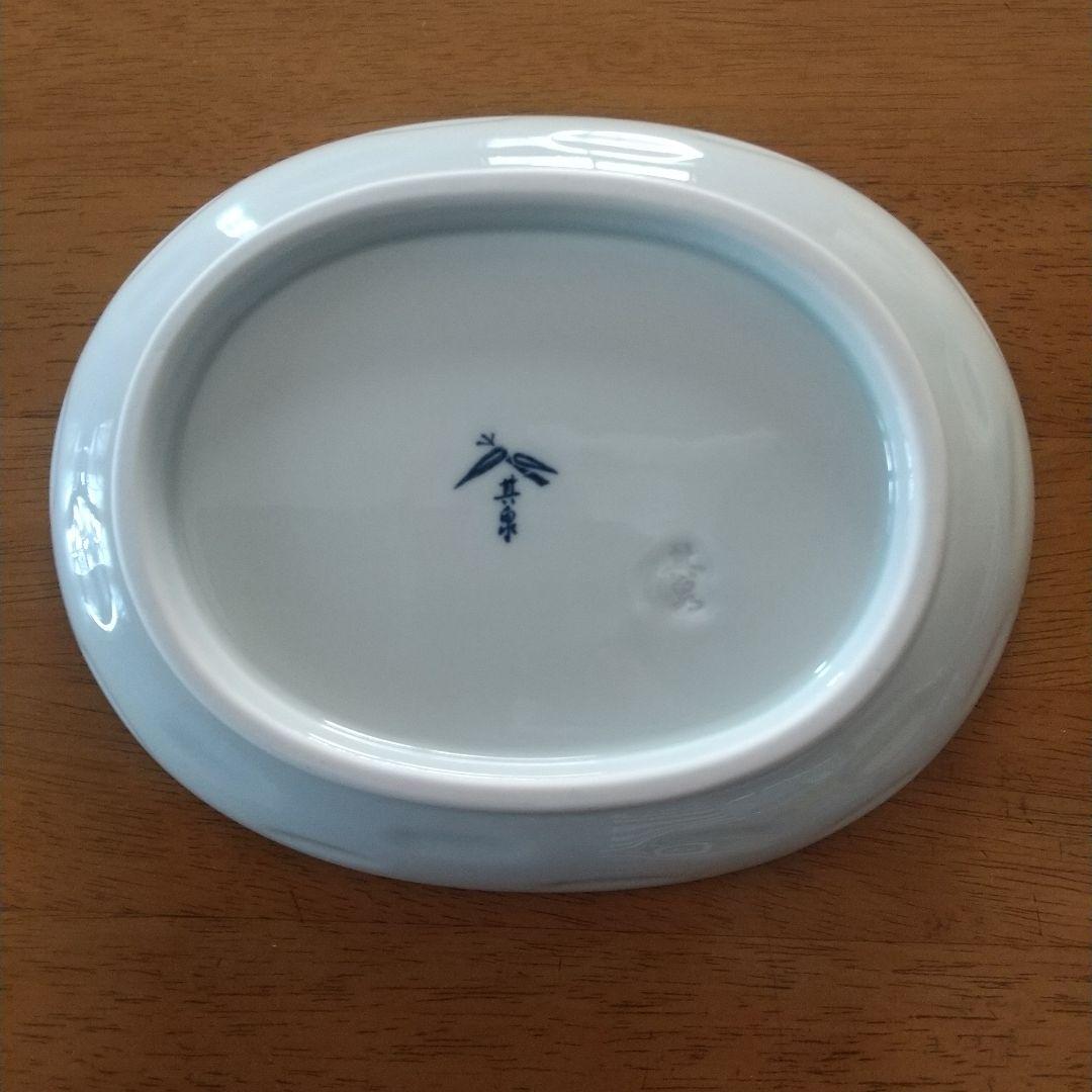 有田焼、其泉窯、賞美堂、布目かぶ絵取り皿、中皿、楕円、５枚セット