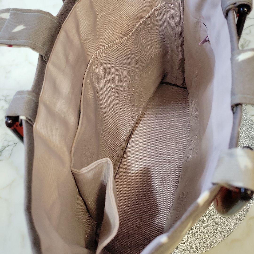 小紋生地リメイクバッグ　底羽織　持ち手アクリル㊶