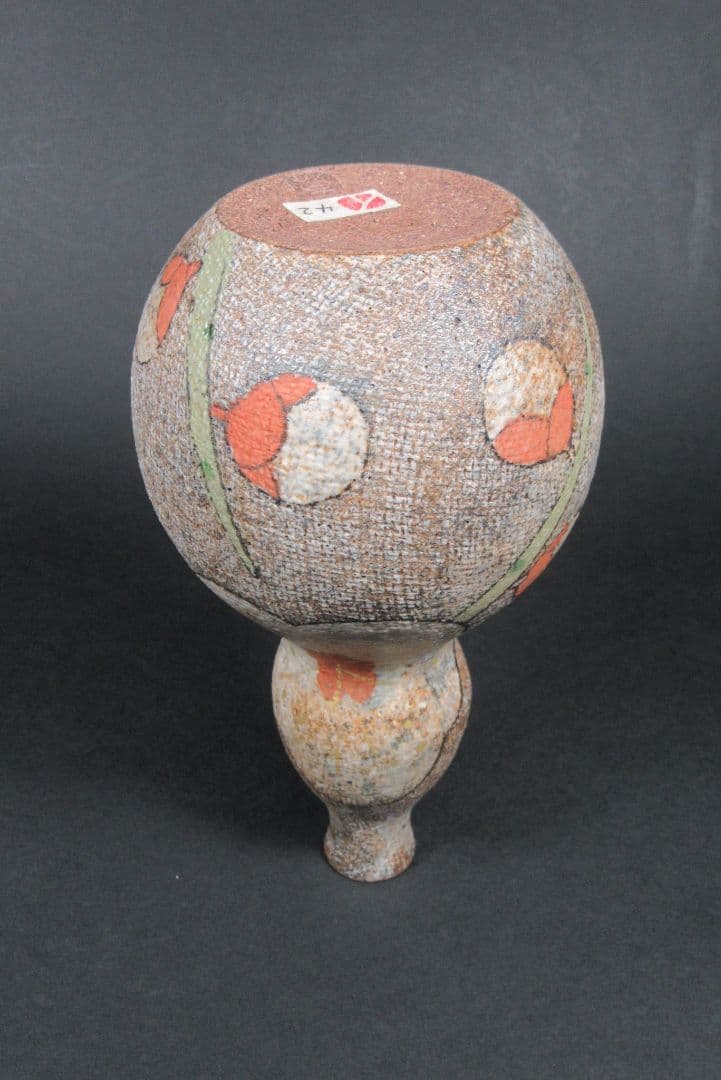 【伊藤東彦】（師）藤本能道！松井康成！。布目白梅文徳利（共箱、共布、栞コピー）。