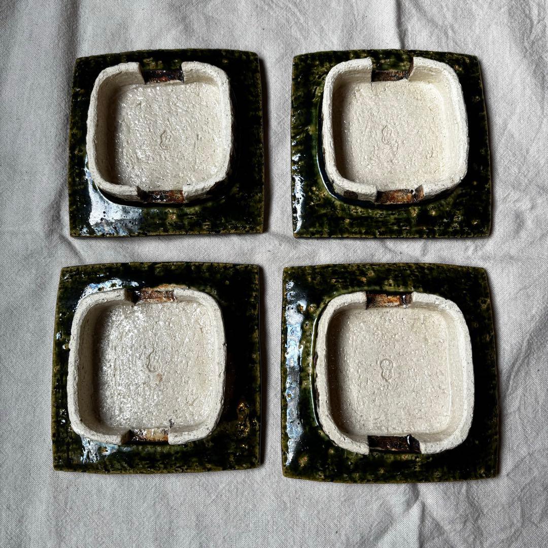 5点セット　角皿　正方形　うつわ　和食　日本料理　寿司　微湾曲天面　作家物　骨董