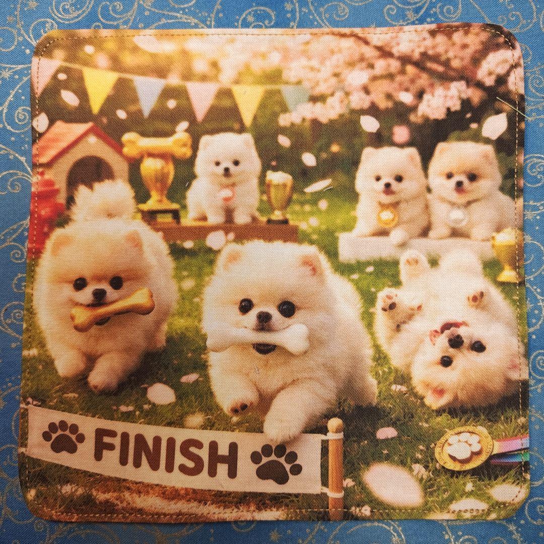 ご確認用　Youretia　4重ハンカチ　ポメラニアンちゃん柄2/19