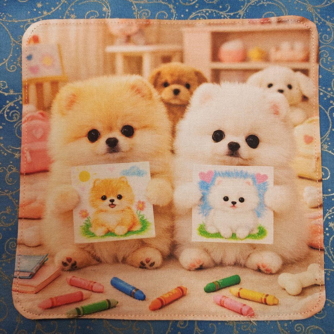 ご確認用　Youretia　4重ハンカチ　ポメラニアンちゃん柄2/19