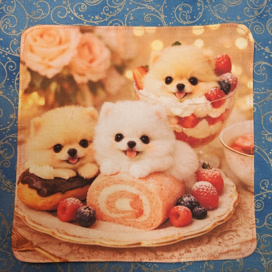 ご確認用　Youretia　4重ハンカチ　ポメラニアンちゃん柄2/19