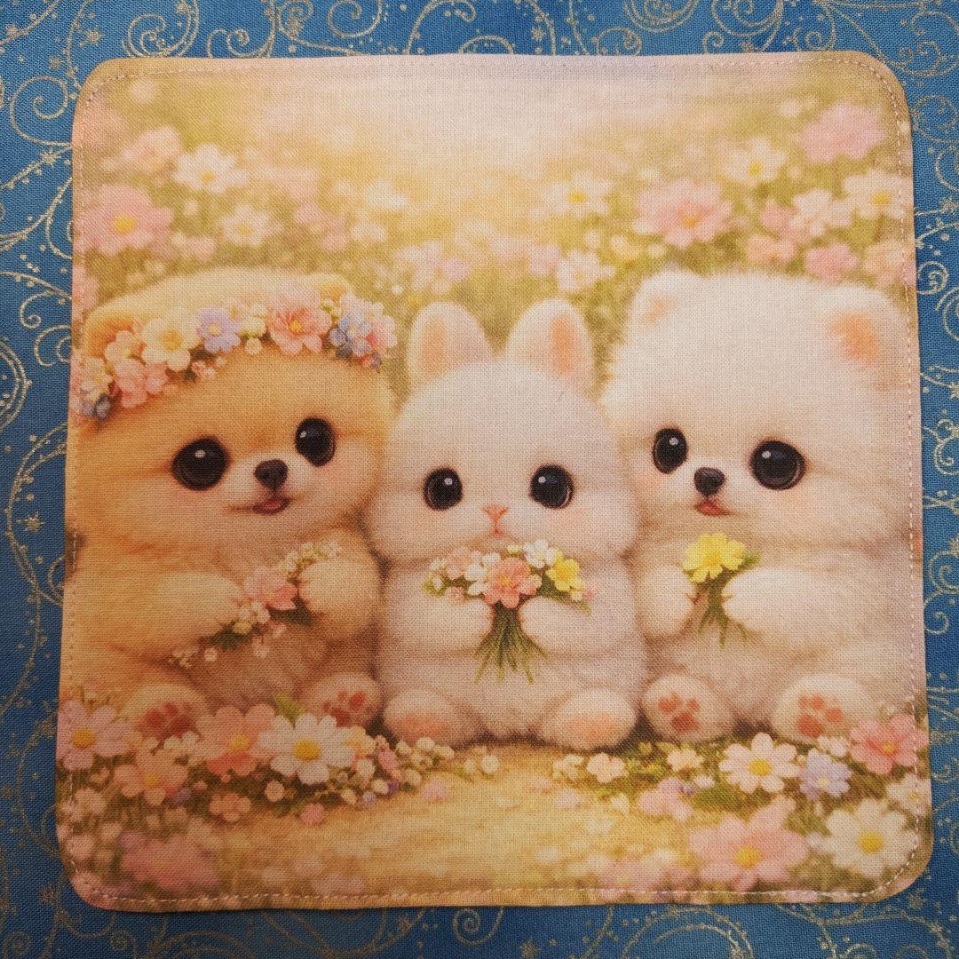 ご確認用　Youretia　4重ハンカチ　ポメラニアンちゃん柄2/19