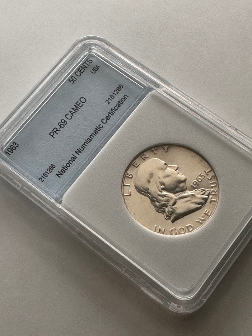 1963 アメリカ フランクリン ハーフダラー銀貨 PR69 CAMEO 鑑定済