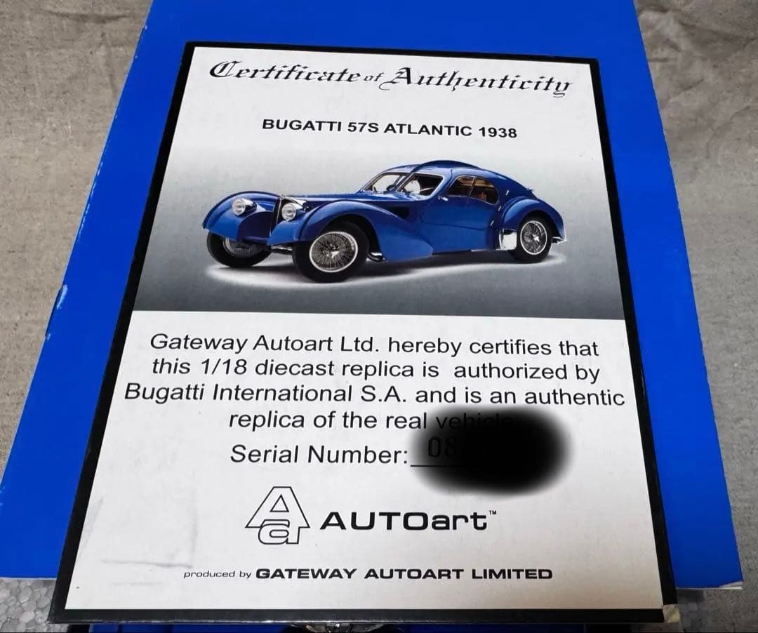 ミニカー Bugatti 57S Atlantic 1938 AUTOart 1/18