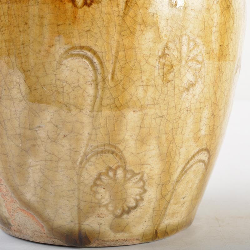 瀬戸焼　古瀬戸　黄瀬戸　灰釉印花菊文　手付水注　V　R6928