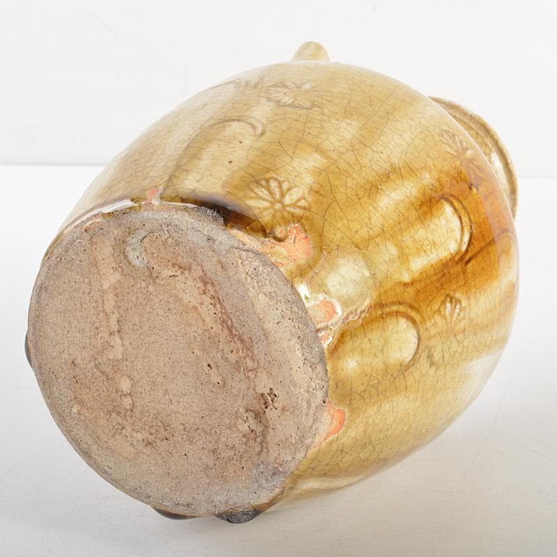 瀬戸焼　古瀬戸　黄瀬戸　灰釉印花菊文　手付水注　V　R6928