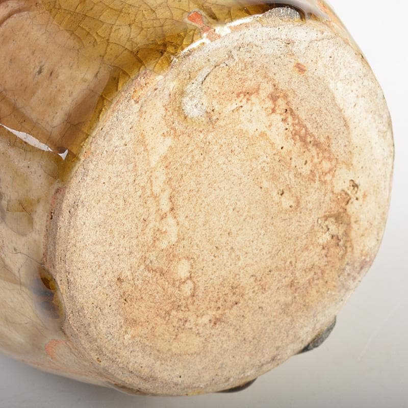 瀬戸焼　古瀬戸　黄瀬戸　灰釉印花菊文　手付水注　V　R6928