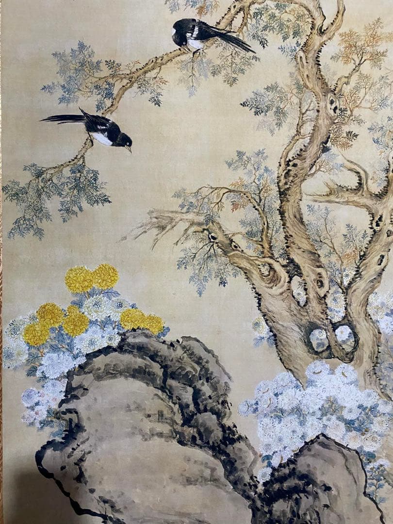 邹一桂 翠柏双喜 中国画 掛け軸 水墨画 和室 玄関 茶室 壁掛け 美術品