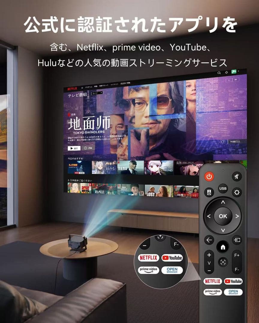 Polocshプロジェクター Netflix公式ライセンス 1080P 4K対応