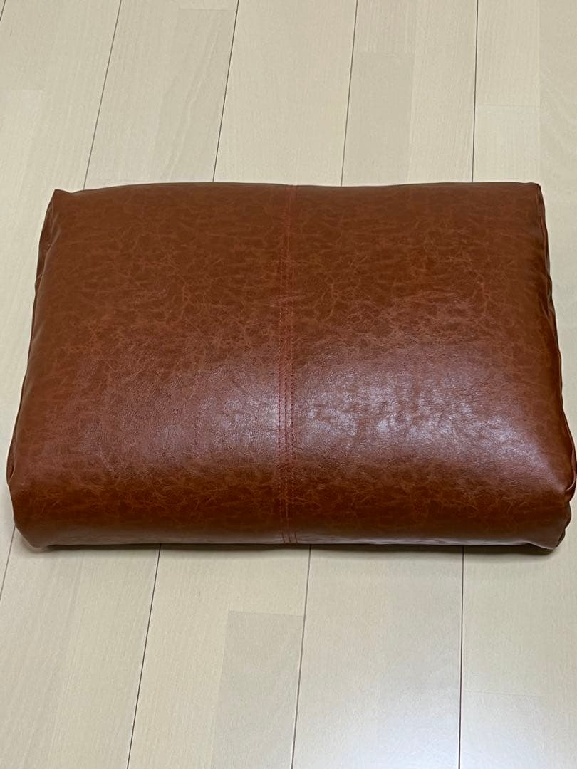 スチールフレーム3人掛ソファ　ブラウン合成皮革　座面・背面3個セット