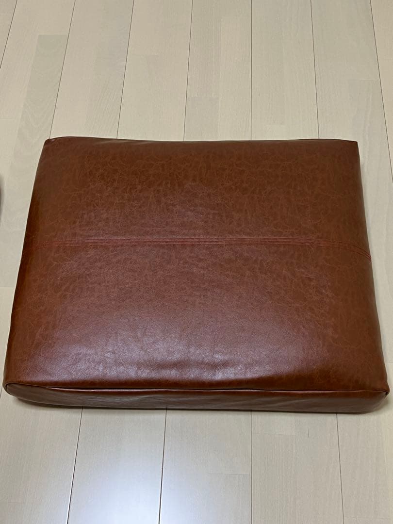 スチールフレーム3人掛ソファ　ブラウン合成皮革　座面・背面3個セット