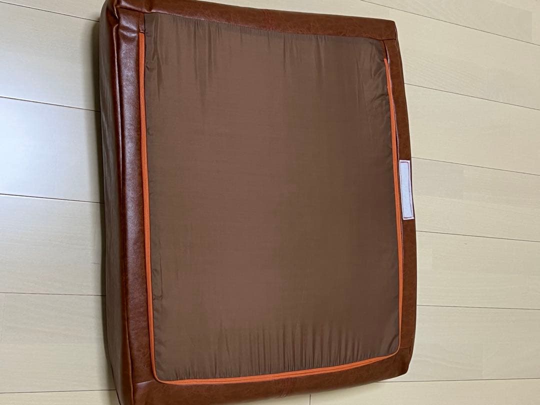 スチールフレーム3人掛ソファ　ブラウン合成皮革　座面・背面3個セット