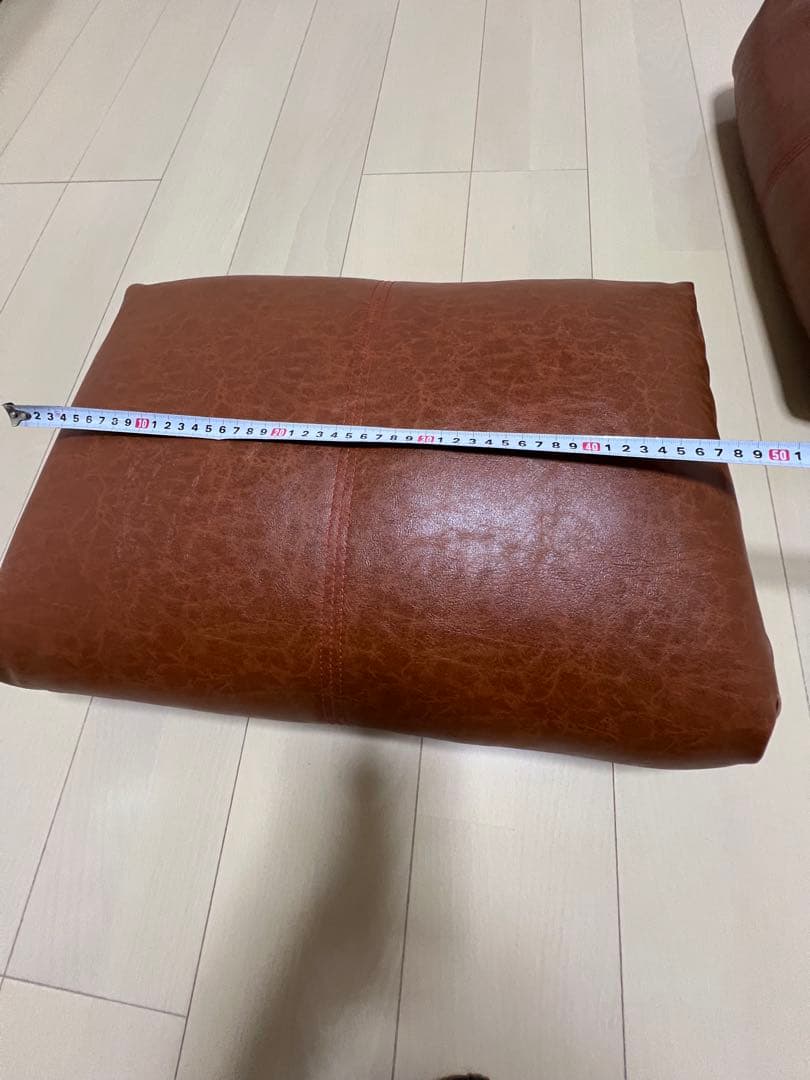 スチールフレーム3人掛ソファ　ブラウン合成皮革　座面・背面3個セット