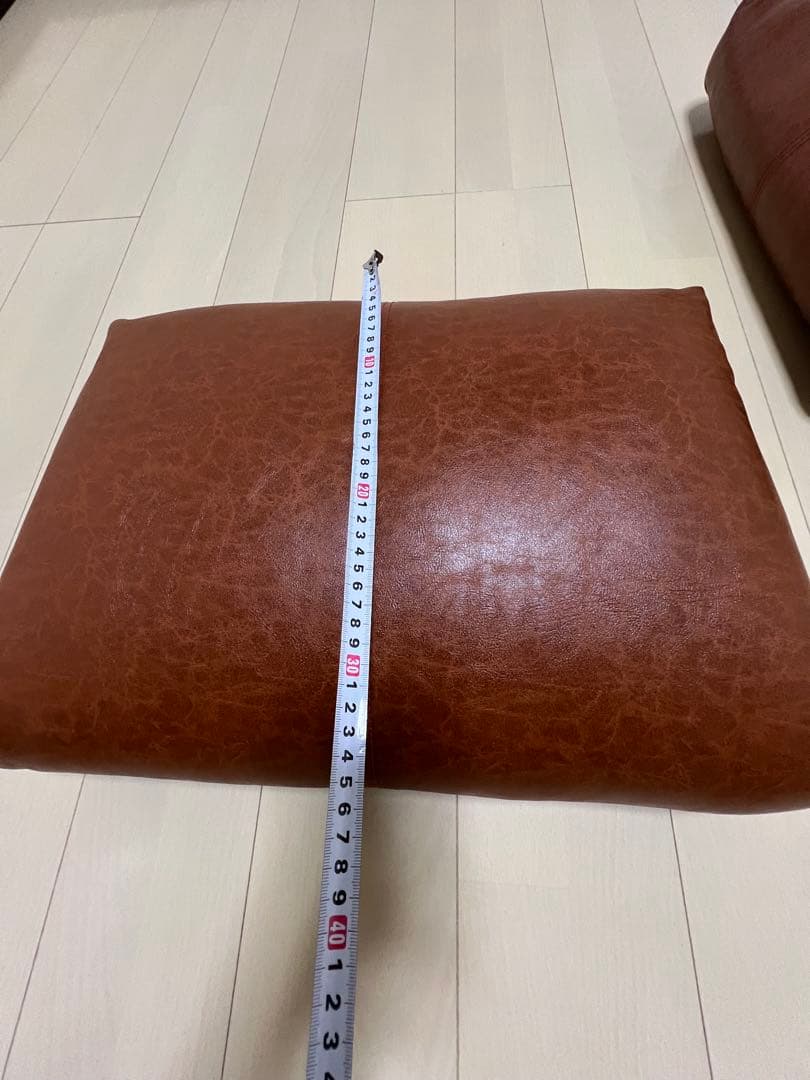 スチールフレーム3人掛ソファ　ブラウン合成皮革　座面・背面3個セット