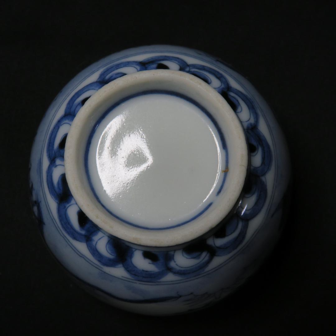 蕎麦猪口 染付印判 明治 大正 木箱 共箱 松竹梅 5客 向付