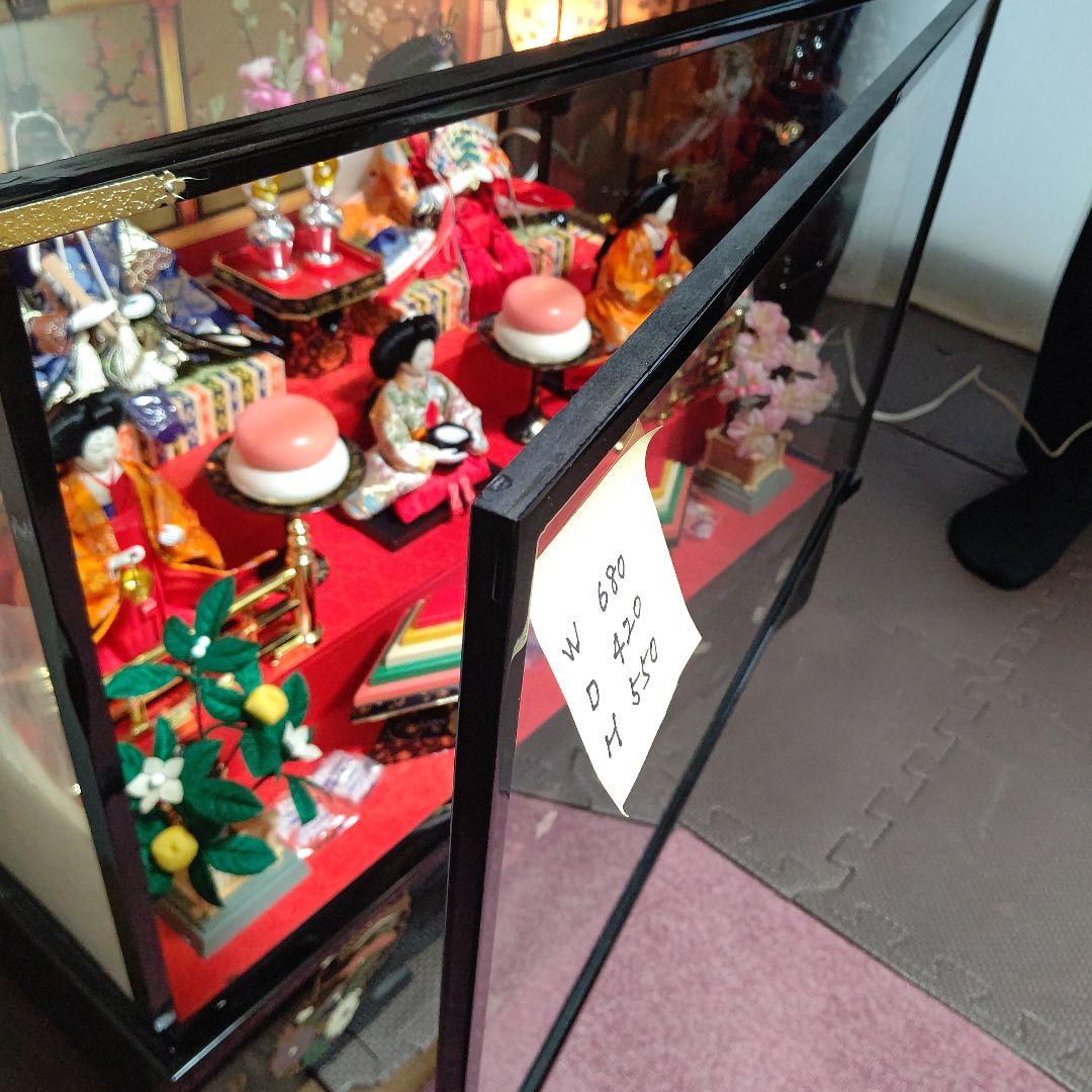 ひな祭り ガラスケース入りひな人形セット