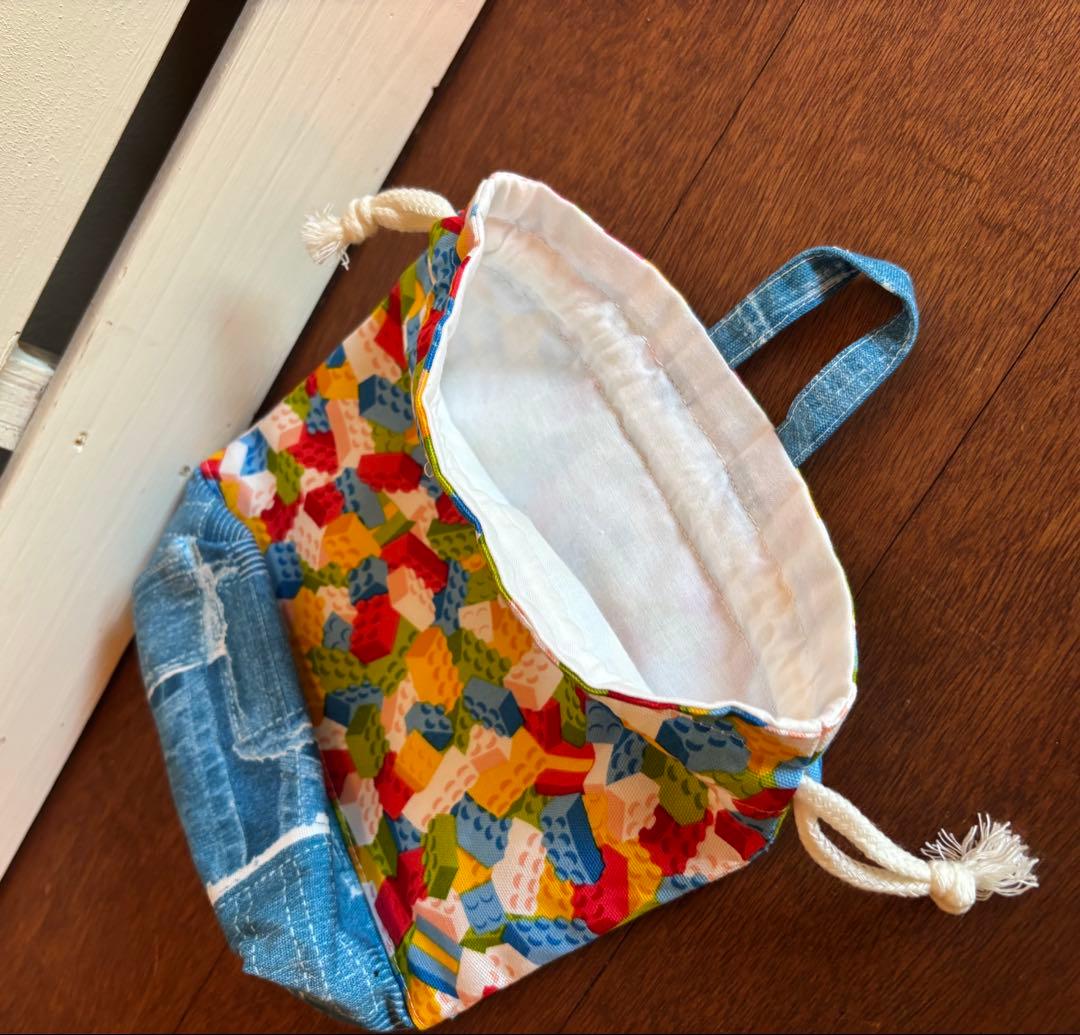 【入園入学準備】袋物セット　カラフルブロック柄