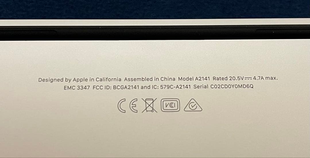 ジャンク品　MacBook Pro A2141 16インチ　モデル