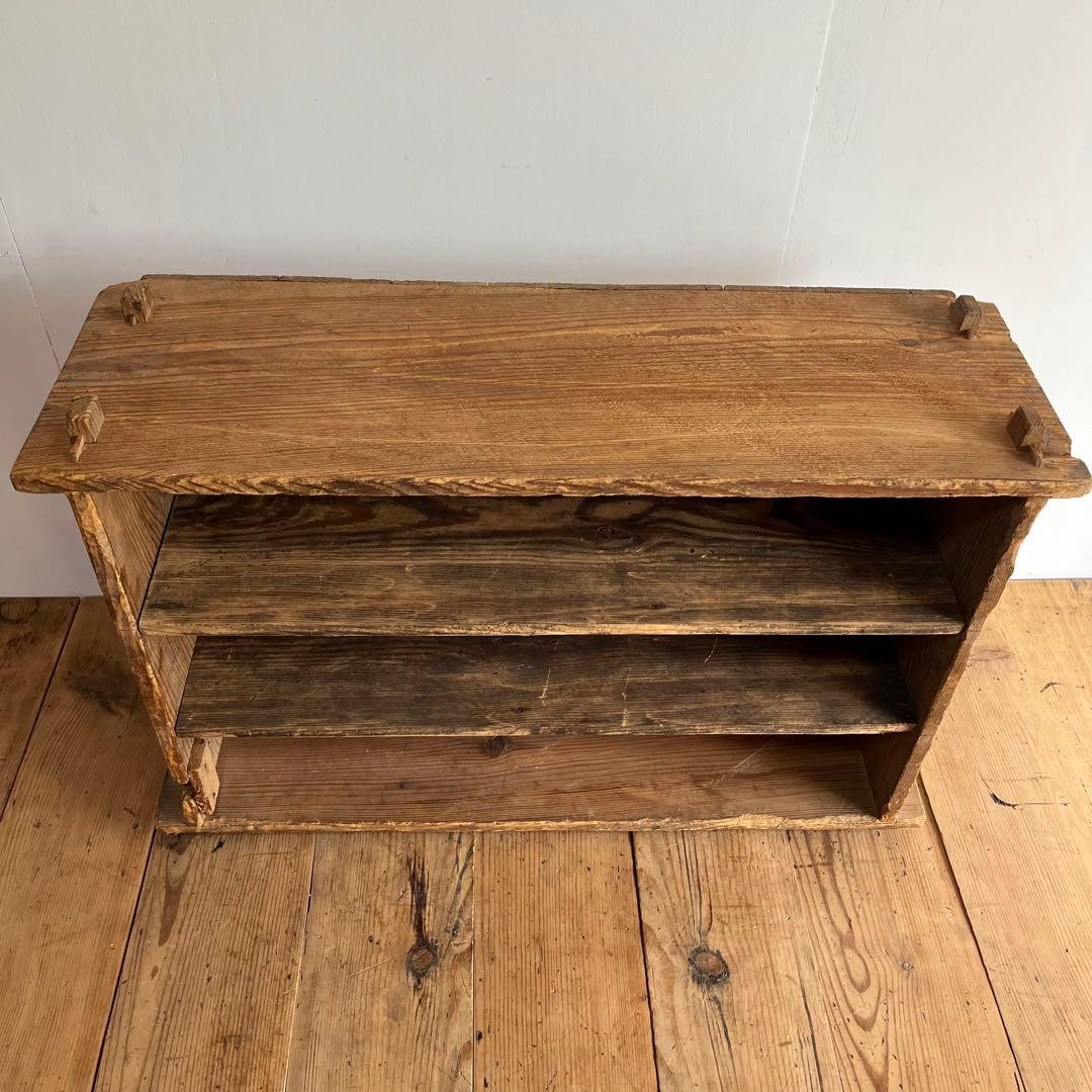 アンティーク 木製棚 ローボード ベンチ 本棚 食器棚 無垢材 無塗装 z840
