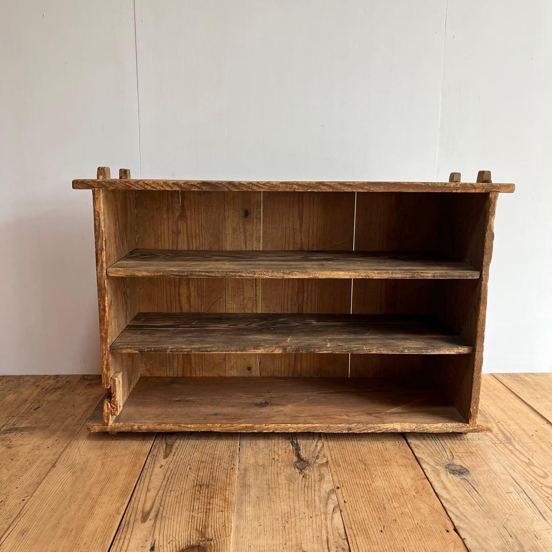 アンティーク 木製棚 ローボード ベンチ 本棚 食器棚 無垢材 無塗装 z840