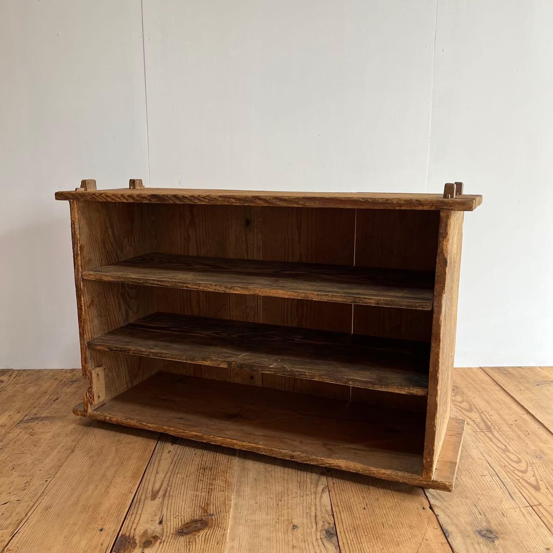 アンティーク 木製棚 ローボード ベンチ 本棚 食器棚 無垢材 無塗装 z840
